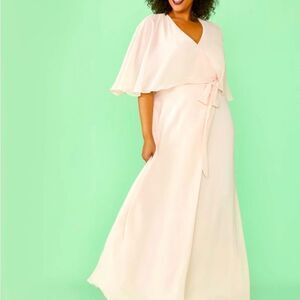 NWT ModCloth Wrapped in Rapture Light Pink Chiffon Maxi Dress Size Large